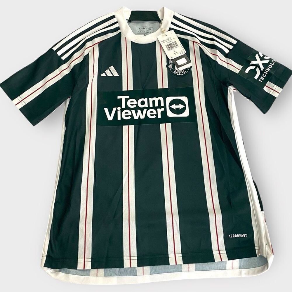 Adidas Manchester United Away Green/White Youth 23/24 Jersey IA7195 size L New